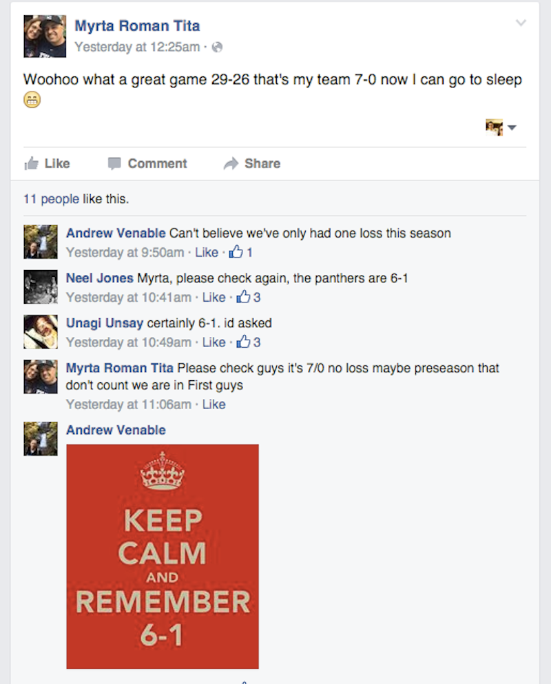 Illustration for article titled The Best And Dumbest Meme Is Unfolding On The Panthers' Facebook Page